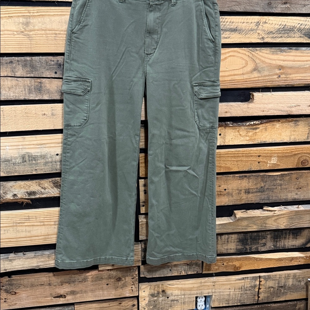 PAIGE Women's Carly Cargo Wide Leg Vintage Ivy Green Jeans Size 31 - Picture 6 of 11